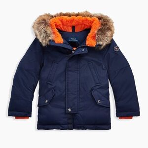Polo by Ralph Lauren Kids Navy and Orange Puffer Jacket